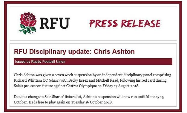 Ashton's England comeback on hold