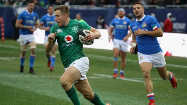 Ireland's Jordan Lamour in action against Italy