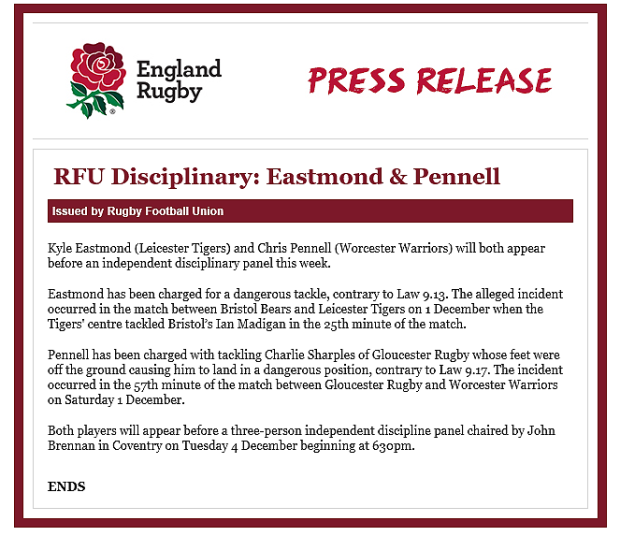 RFU Statement