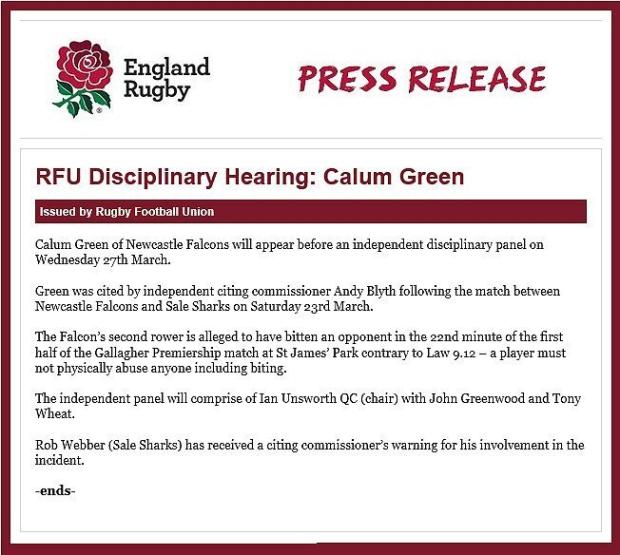 RFU biting statement