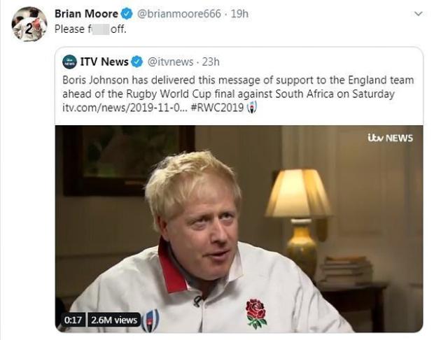 'Brian Moore message to Boris Johnson