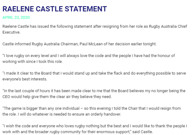 BREAKING: Castle resigns