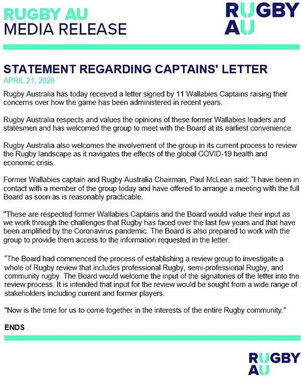 Rugby AU statement