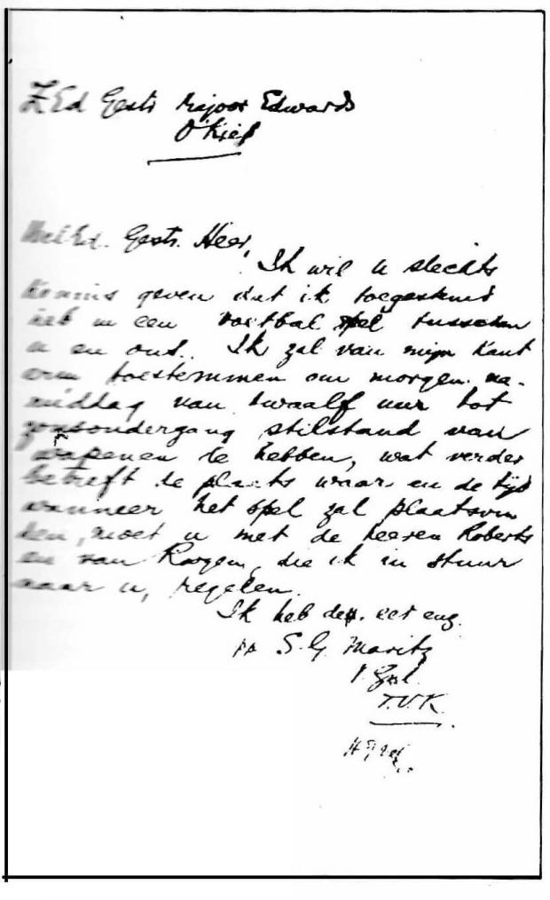 Rugby game letter