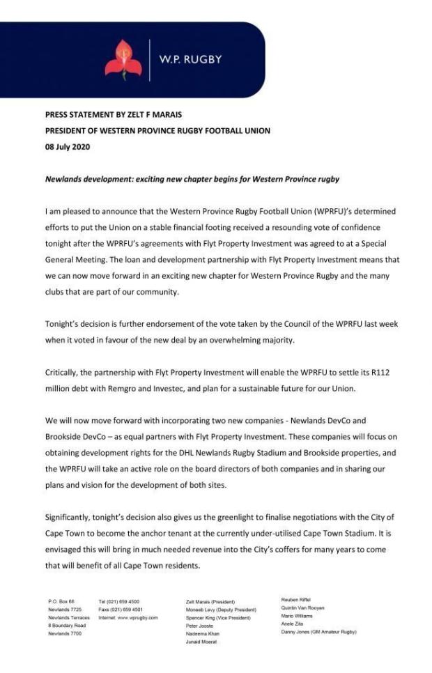 WPRFU_FLYT-PRESS-STATEMENT_exiting-new-chapter_8-June-2020-1