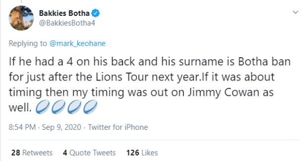 Bakkies Botha Twitter response