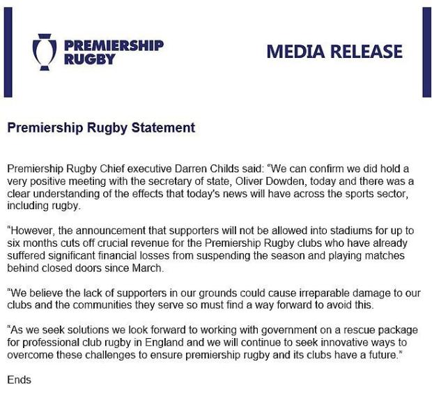 Premiership statement