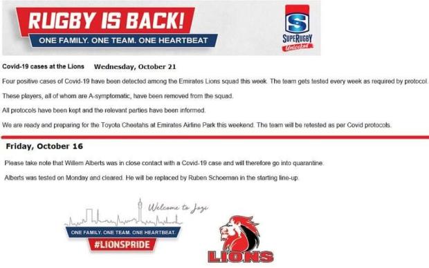 Lions-COVID statement