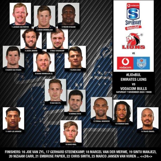 Bulls team to face Lions