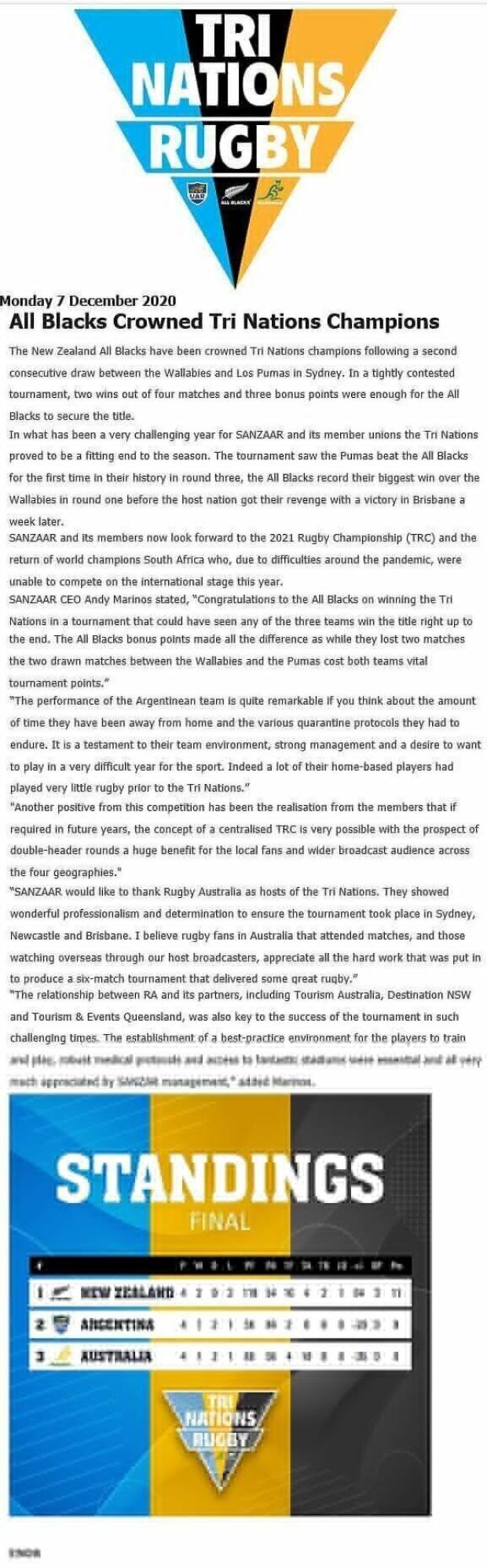 SANZAAR statement