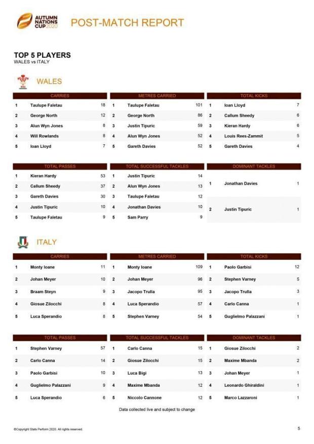 Wales versus Italy