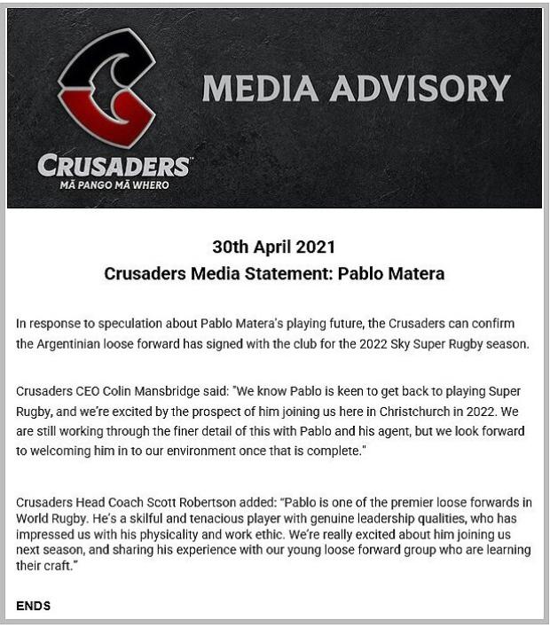 Crusaders-statement