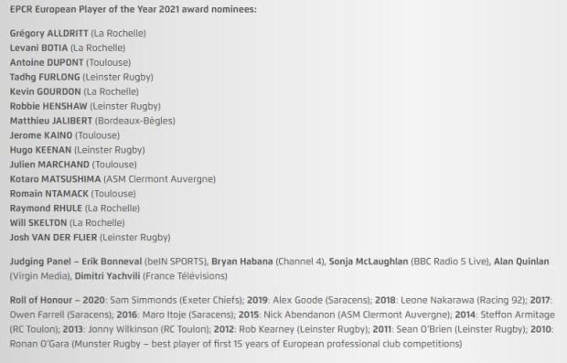 Bok up for top Euro award