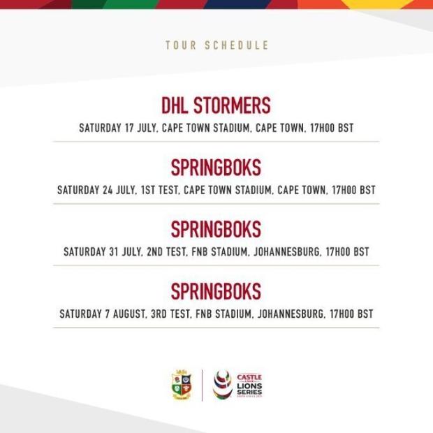 Revised B&I Lions tour schedule confirmed