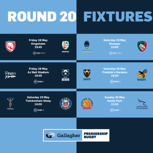 Premiership Round 20 fixtures