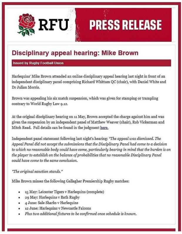 RFU-statement-on-Mike-Brown