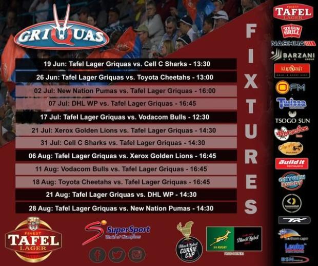Griquas Currie Cup fixtures