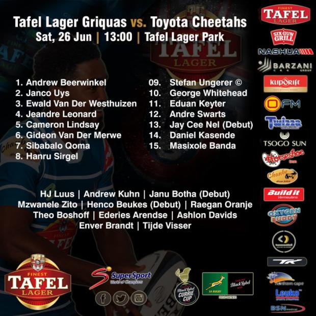 Griquas team to face Cheetahs
