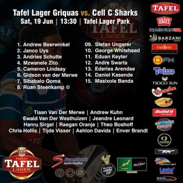 Griquas team to face Sharks