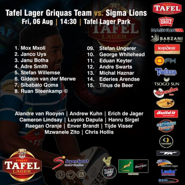 Griquas team to face Lions