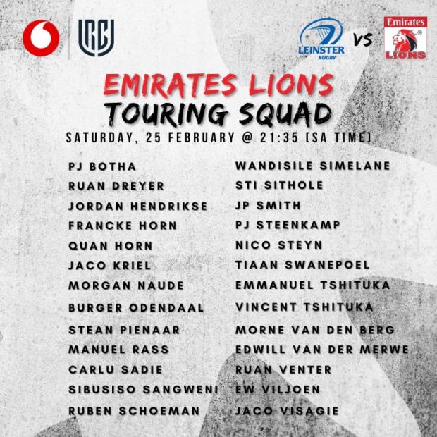 Lions URC tour team
