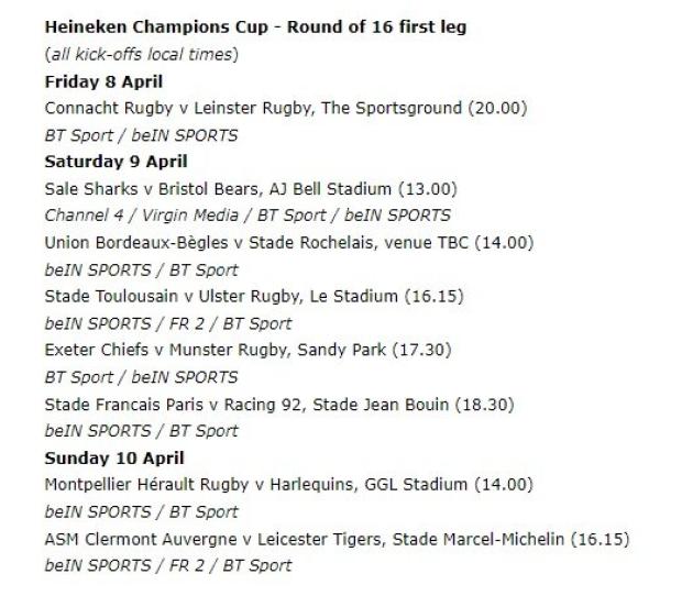 Champions Cup's historic schedule revealed