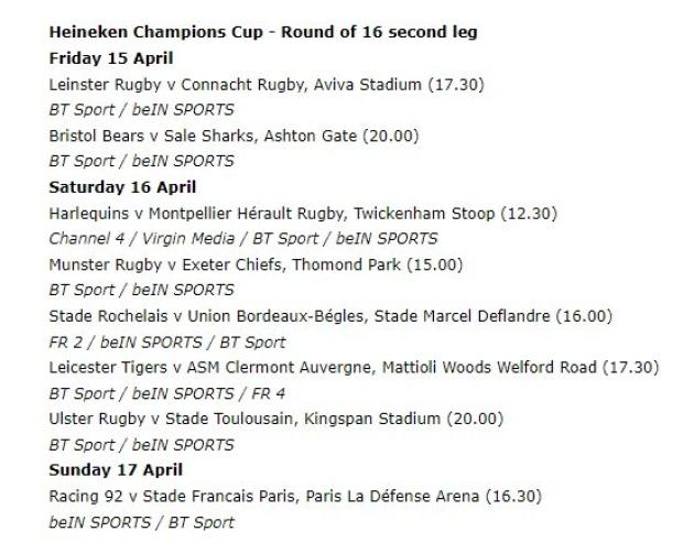 Champions Cup's historic schedule revealed