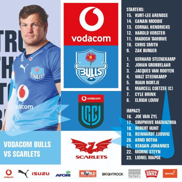 Bulls team to face Scarlets
