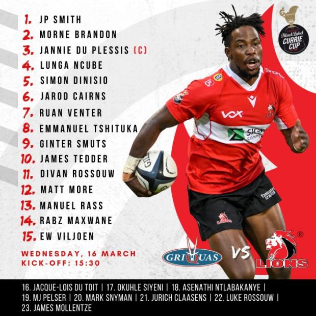 Lions team to face Griquas