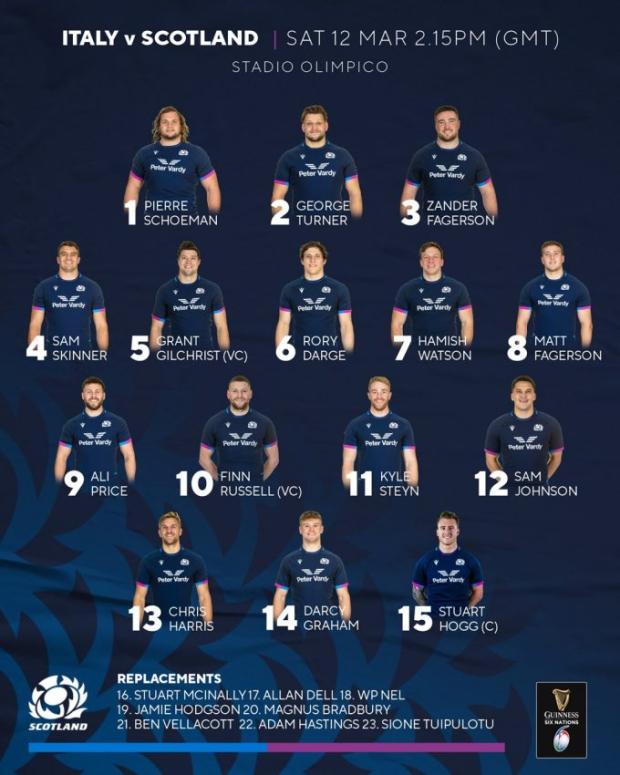 Scotland team to play Italy