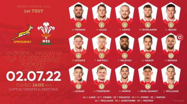 Wales team to face Boks