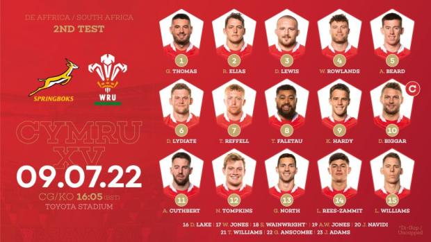 Wales team for second Test v SA