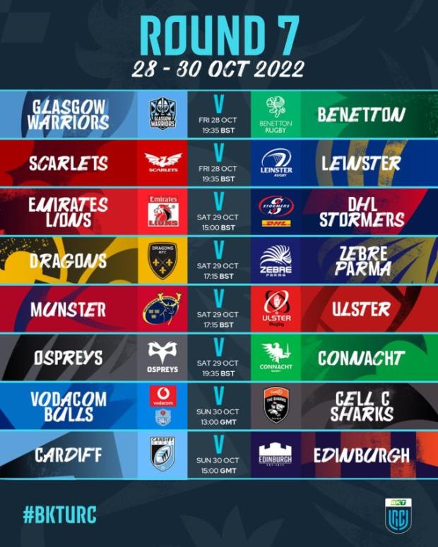 URC Round Seven fixtures