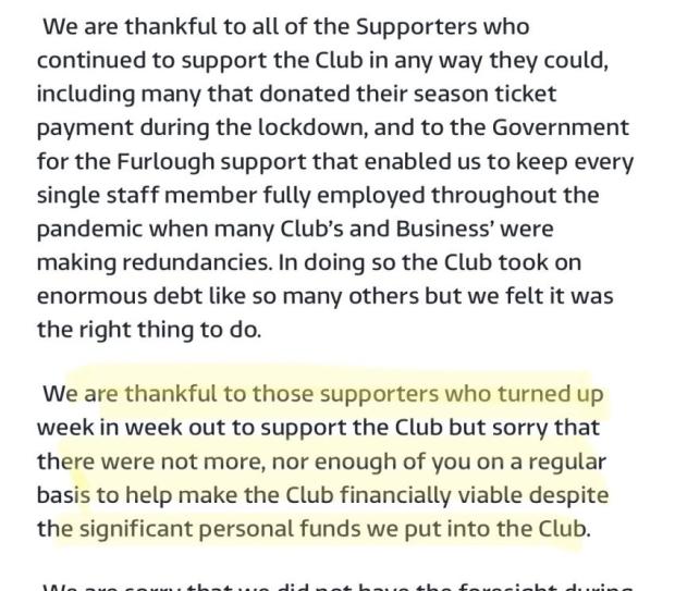 Worcester owners statement