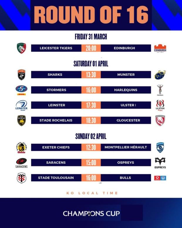 Euro Cup Round of 16 fixtures