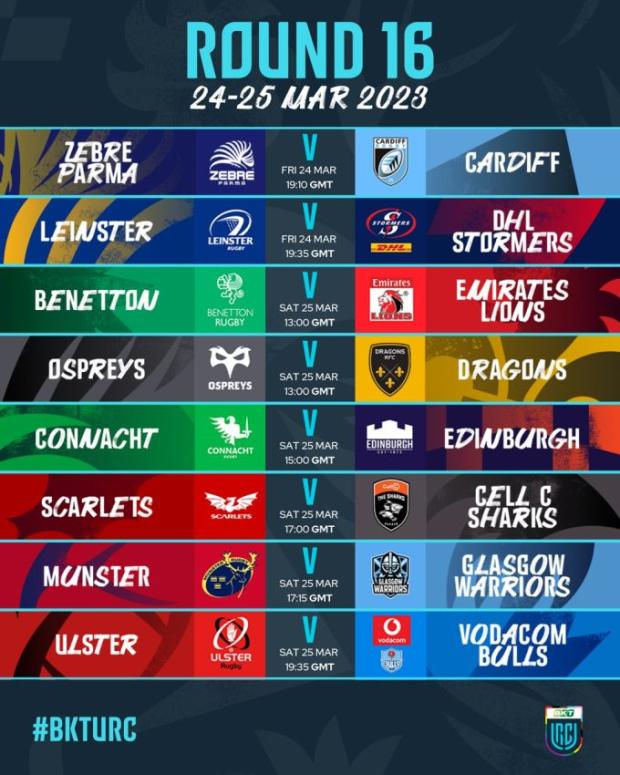 Round 16 URC fixtures 2023