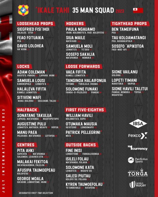 Tonga 35-man squad 2023