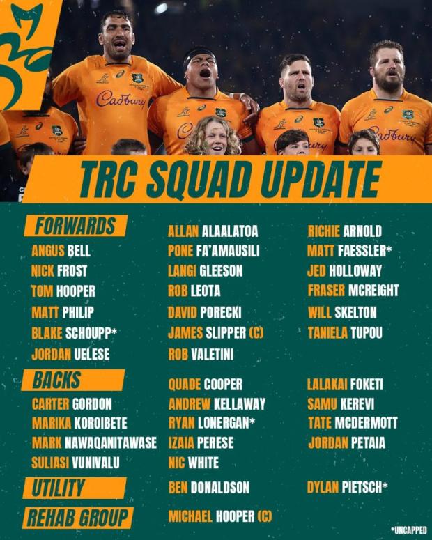 Wallaby squad for Bledisloe Cup