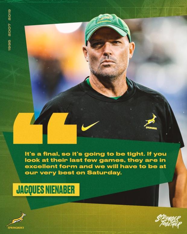 Jacques Nienaber with RWC Final quote