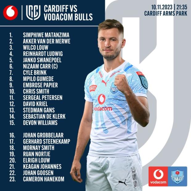Bulls team to face Cardiff