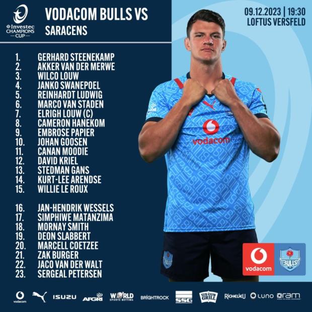 bulls team to face Saracens
