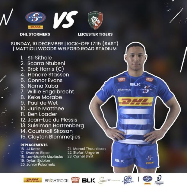 Stormers team to face Leicester