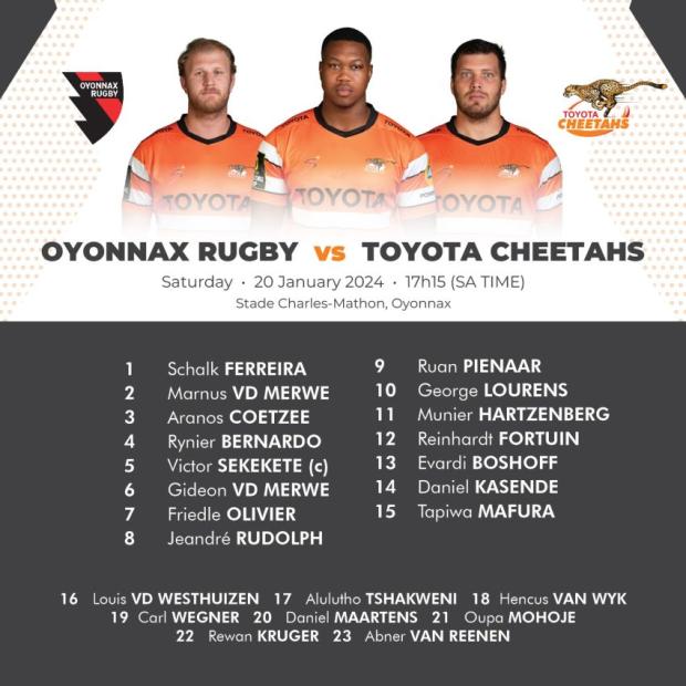 Cheetahs forced to change for Oyonnax showdown