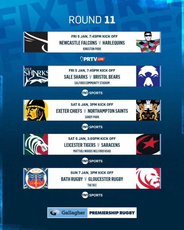 Premiership Round 11 fixtures