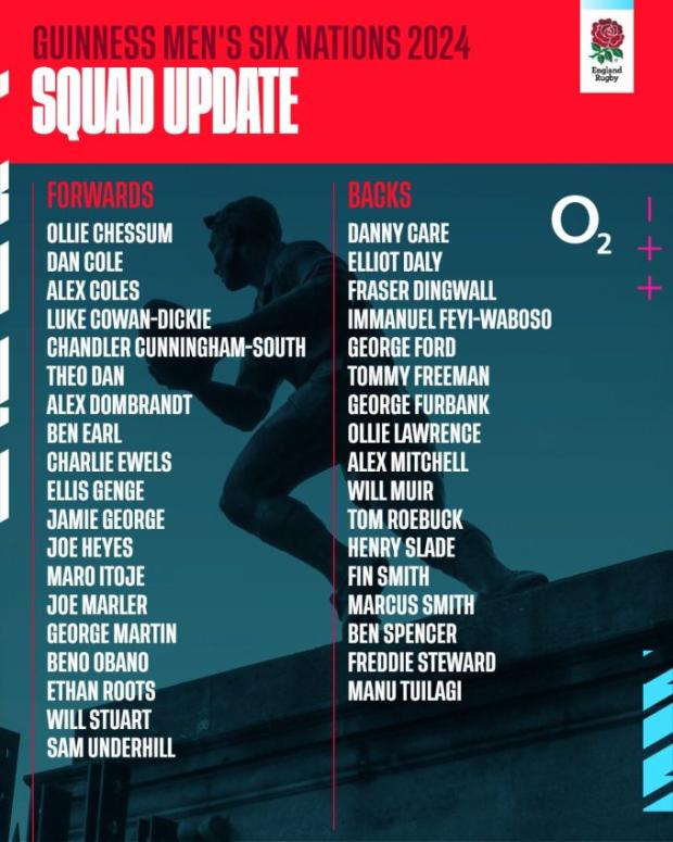 England squad for Ireland 2024