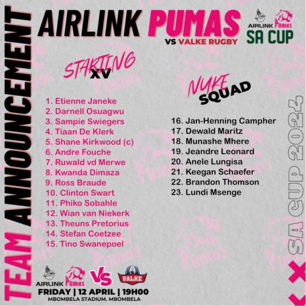 Pumas team to face Falcons
