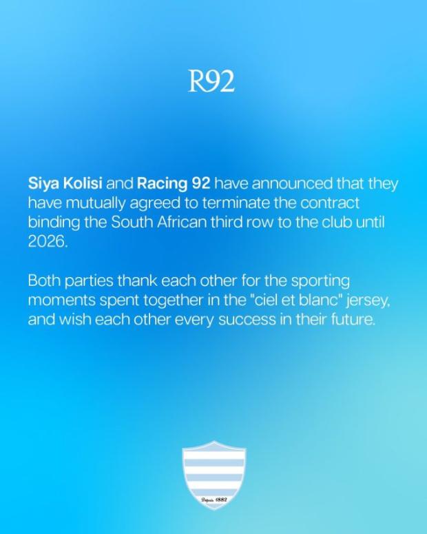 Racing statement on Kolisi - English