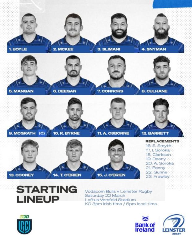 Leinster team to face Bulls 2025
