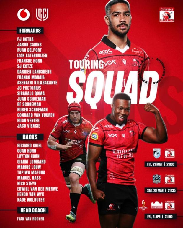Lions tour squad