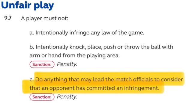 Unfair play screen grab